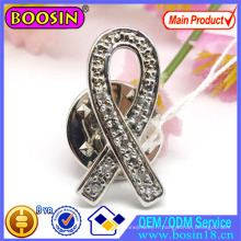 Broche en gros de ruban de conscience de cancer en cristal personnalisé de la Chine # 51027